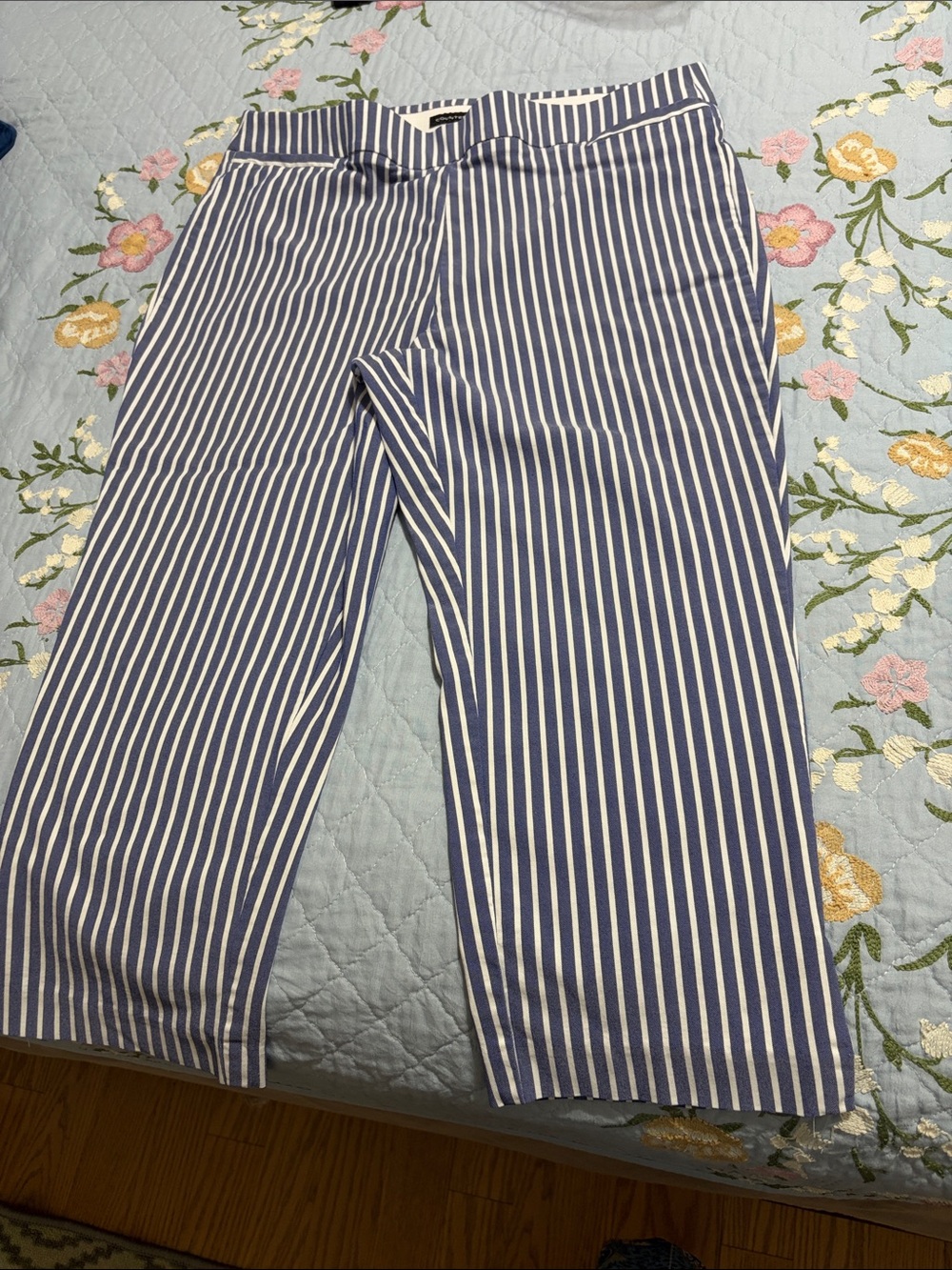 Counterparts Blue & White Rayon,,Nylon, Spandex PreOwned Capris Pants Size Large